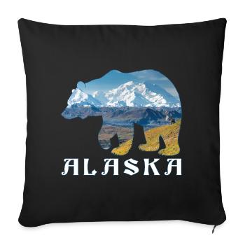 Alaskan Bear Lake and Mountain Alaska Souvenir - Sofa pillowcase 17,3'' x 17,3'' (45 x 45 cm) - black - Front