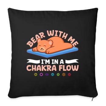 Humour de chakra - Ours dans le flux d’énergie - Housse de coussin décorative 45 x 45 cm - noir - Devant