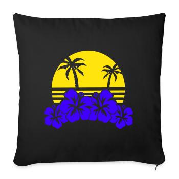 Tropical Evening Sun Hibiscus - Sofa pillowcase 17,3'' x 17,3'' (45 x 45 cm) - black - Front