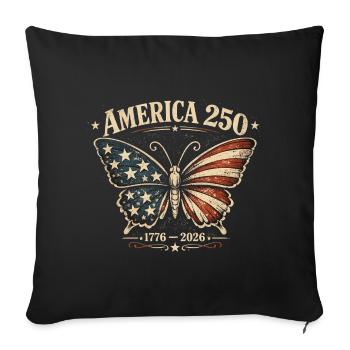 America 250 Papillon Vintage | Fête Nationale USA - Housse de coussin décorative 45 x 45 cm - noir - Devant