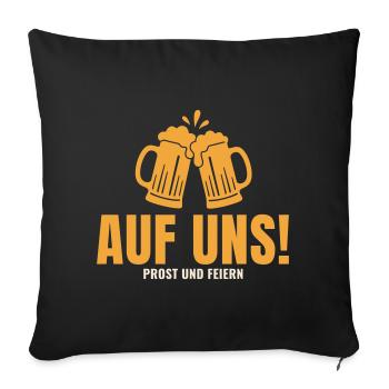 Auf uns Bier Herzschlag Prost Spruch Feiern - Sofakissenbezug 45 x 45 cm - Schwarz - Vorne