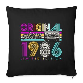 Cadeau d’anniversaire rétro vintage 1986 - Housse de coussin décorative 45 x 45 cm - noir - Devant