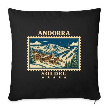 Andorra Soldeu Vintage Reisemarke - Sofakissenbezug 45 x 45 cm - Schwarz - Vorne