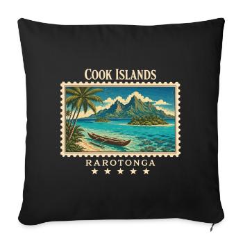 Cook Islands Rarotonga Vintage Travel Brand - Sofa pillowcase 17,3'' x 17,3'' (45 x 45 cm) - black - Front