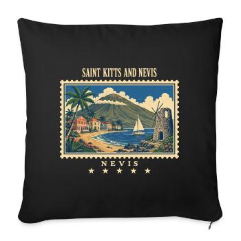 Saint Kitts and Nevis Nevis Vintage Travel Brand - Sofa pillowcase 17,3'' x 17,3'' (45 x 45 cm) - black - Front