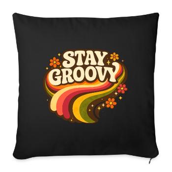 Stay Groovy Rainbow - Sofa pillowcase 17,3'' x 17,3'' (45 x 45 cm) - black - Front