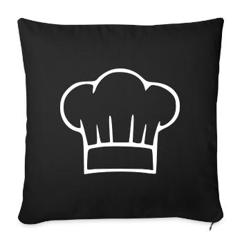 Chapeau de chef, chef, cadeau de cuisine, cuisine - Housse de coussin décorative 45 x 45 cm - noir - Devant