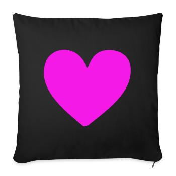 Motif de cœur néon rose vif - Housse de coussin décorative 45 x 45 cm - noir - Devant