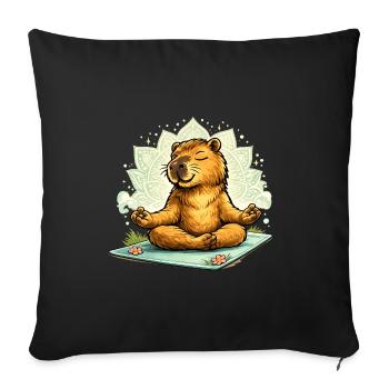 Sweet capybara doing yoga - Sofa pillowcase 17,3'' x 17,3'' (45 x 45 cm) - black - Front
