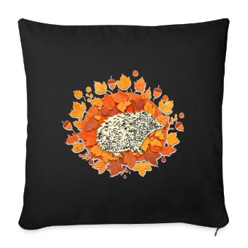 Herbstlicher Blätterigel - Sofakissenbezug 45 x 45 cm - Schwarz - Vorne