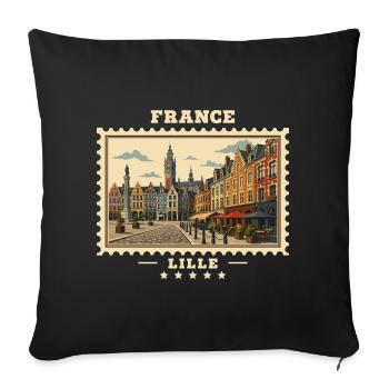 France Lille Vintage Travel Brand - Sofa pillowcase 17,3'' x 17,3'' (45 x 45 cm) - black - Front
