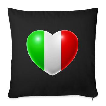 Heart (Italy / Italia) - Sofa pillowcase 17,3'' x 17,3'' (45 x 45 cm) - black - Front