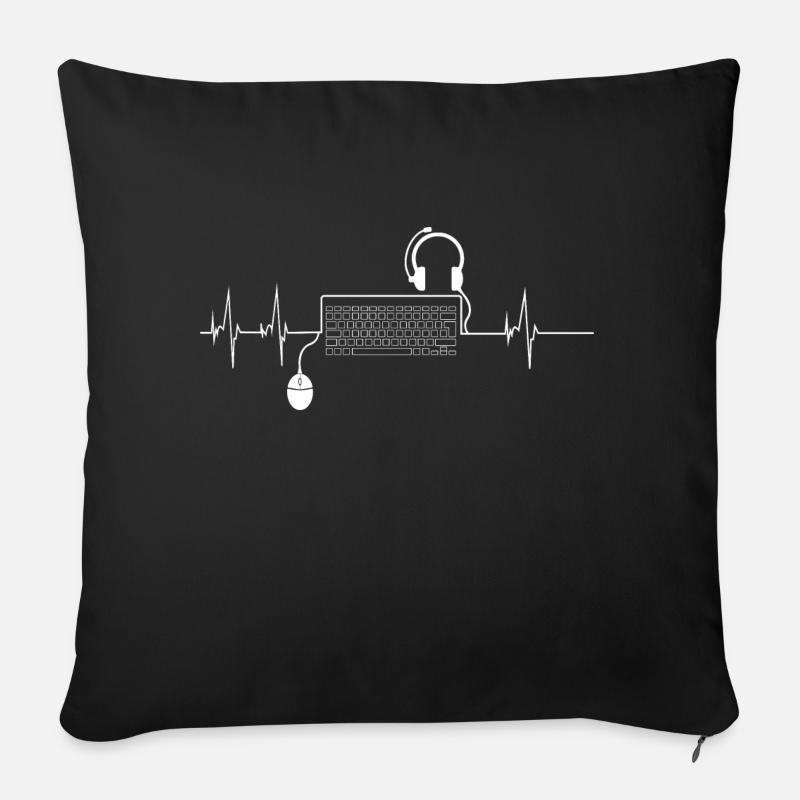 Herzschlag PC Gamer - Sofakissenbezug 45 x 45 cm - Schwarz