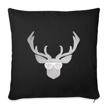 Glasses with deer in silver and white for costume - Sofa pillowcase 17,3'' x 17,3'' (45 x 45 cm) - black - Front