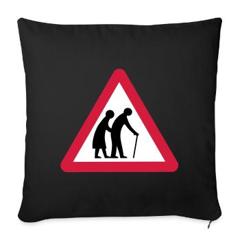 Attention Old gens de passage Signalisation - Housse de coussin décorative 45 x 45 cm - noir - Devant