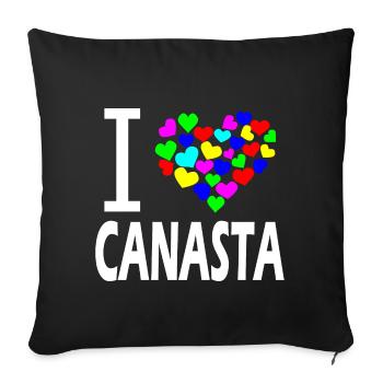 Idée cadeau joueur de cartes de jeu Canasta - Housse de coussin décorative 45 x 45 cm - noir - Devant