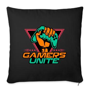Gamers, unite! - Sofa pillowcase 17,3'' x 17,3'' (45 x 45 cm) - black - Front