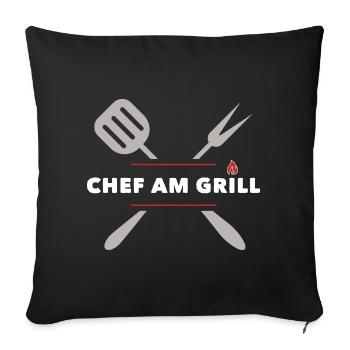Grill, grillen, Männer, Chef - Sofakissenbezug 45 x 45 cm - Schwarz - Vorne