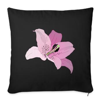 Orchidée rose - Housse de coussin décorative 45 x 45 cm - noir - Devant