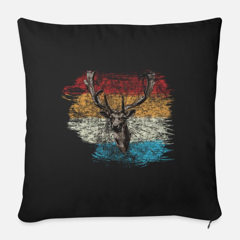 Cerf - Housse de coussin décorative 45 x 45 cm - noir