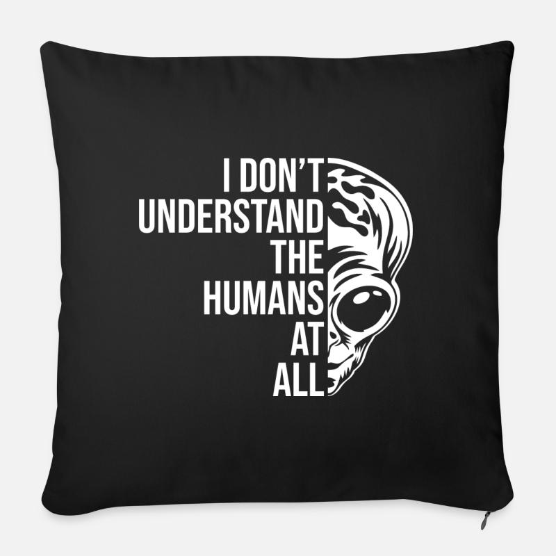 Graphique de citation extraterrestre - Housse de coussin décorative 45 x 45 cm - noir