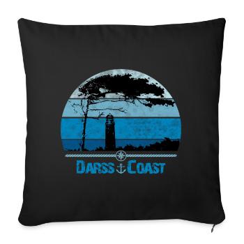 Côte Darss avec coupe-vent et phare - Housse de coussin décorative 45 x 45 cm - noir - Devant