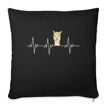 Heartbeat Alpaca Herzschlag Alpaka - Sofa pillowcase 17,3'' x 17,3'' (45 x 45 cm) - black - Front