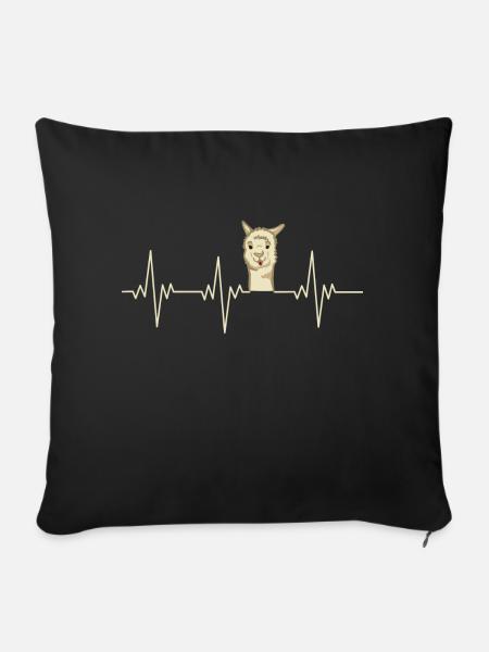 Heartbeat Alpaca Herzschlag Alpaka Llama Geschenk - Sofakissenbezug 45 x 45 cm - Schwarz