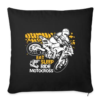 Eat Sleep Ride Motocross - Sofa pillowcase 17,3'' x 17,3'' (45 x 45 cm) - black - Front