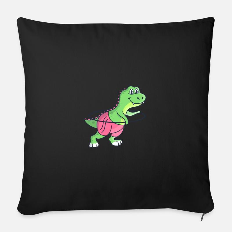Sport Dinosaurier Seilspringen Dino Mädchen - Sofakissenbezug 45 x 45 cm - Schwarz