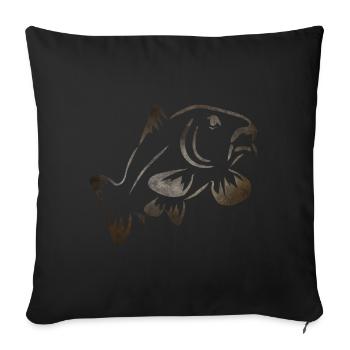 Dessin de carpe - Housse de coussin décorative 45 x 45 cm - noir - Devant
