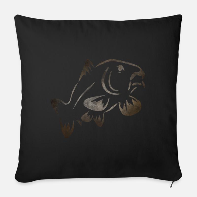 Dessin de carpe - Housse de coussin décorative 45 x 45 cm - noir