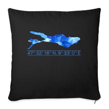 Lake Constance coordinates | Polygon - Sofa pillowcase 17,3'' x 17,3'' (45 x 45 cm) - black - Front