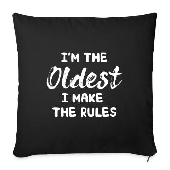 Frères et sœurs drôles: Je suis le plus vieux que je fais les règles - Housse de coussin décorative 45 x 45 cm - noir - Devant