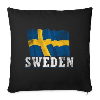 Sweden flag - Sofa pillowcase 17,3'' x 17,3'' (45 x 45 cm) - black - Front