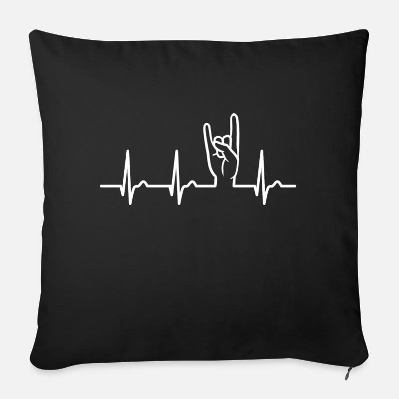 ECG Heavy Metal - Devils Horns Fork - Sofa pillowcase 17,3'' x 17,3'' (45 x 45 cm) - black