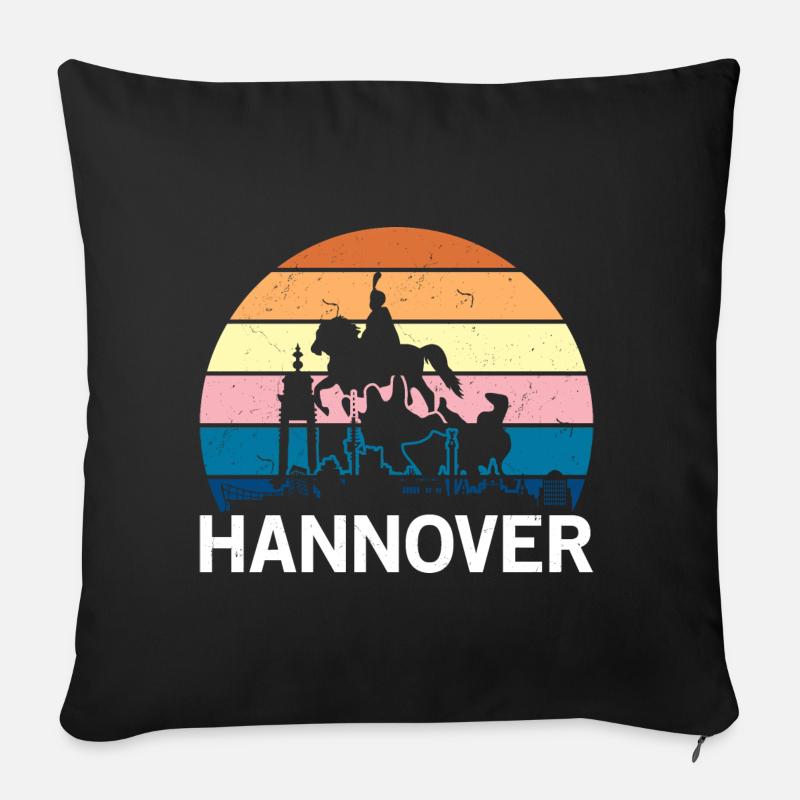 Hanovre Ville Retro - Housse de coussin décorative 45 x 45 cm - noir