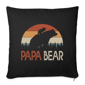 dad bear gift humor dad Dad's birthday - Sofa pillowcase 17,3'' x 17,3'' (45 x 45 cm) - black - Front