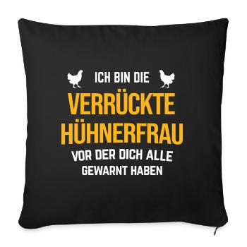 Hahn Hühner Geflügel - Sofakissenbezug 45 x 45 cm - Schwarz - Vorne