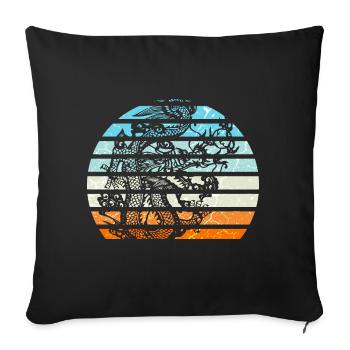 Dragon chinois - Housse de coussin décorative 45 x 45 cm - noir - Devant