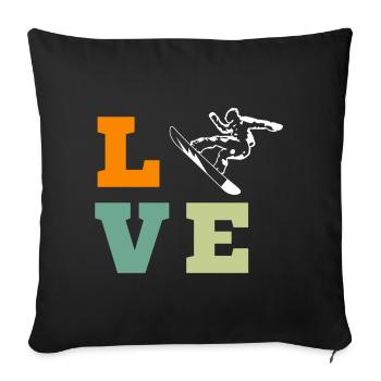 LOVE Snowboard Design – Sporty Style - Sofa pillowcase 17,3'' x 17,3'' (45 x 45 cm) - black - Front