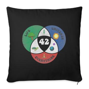 42 is the answer to life, the universe and the rest - Sofa pillowcase 17,3'' x 17,3'' (45 x 45 cm) - black - Front
