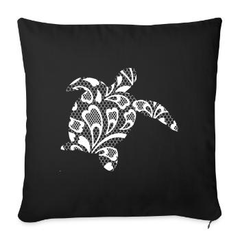 Tortue de mer en dentelle blanche. - Housse de coussin décorative 45 x 45 cm - noir - Devant