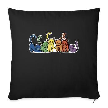 Rainbow Cats - Sofa pillowcase 17,3'' x 17,3'' (45 x 45 cm) - black - Front