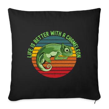 Life’s Better with a Chameleon - Sofa pillowcase 17,3'' x 17,3'' (45 x 45 cm) - black - Front