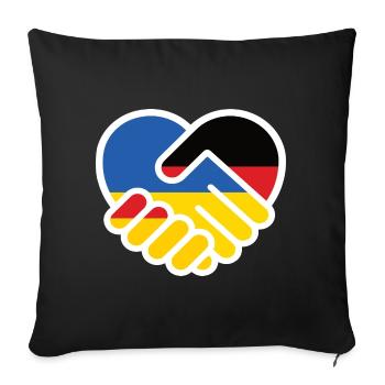 Cœur Solidaire Allemagne Ukraine - Housse de coussin décorative 45 x 45 cm - noir - Devant