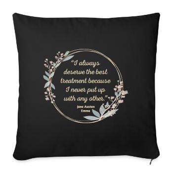 Emma Par Jane Austen Citation II - Style mignon - Housse de coussin décorative 45 x 45 cm - noir - Devant