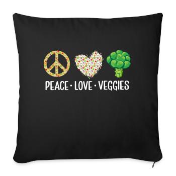 Paix Amour Légumes Végétalien Drôle Véganisme - Housse de coussin décorative 45 x 45 cm - noir - Devant