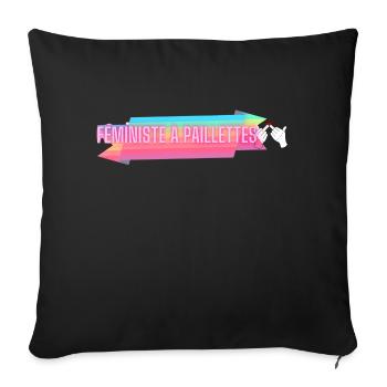 feministe a paillettes - Housse de coussin décorative 45 x 45 cm - noir - Devant
