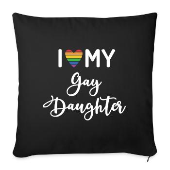 J’aime ma fille gay - Housse de coussin décorative 45 x 45 cm - noir - Devant